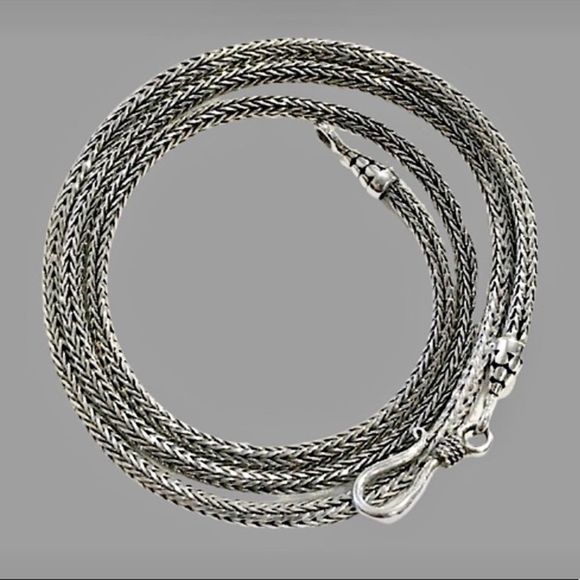 Sterling Silver Wheat Chain Braided Necklace 20inches - Picture 9 of 10